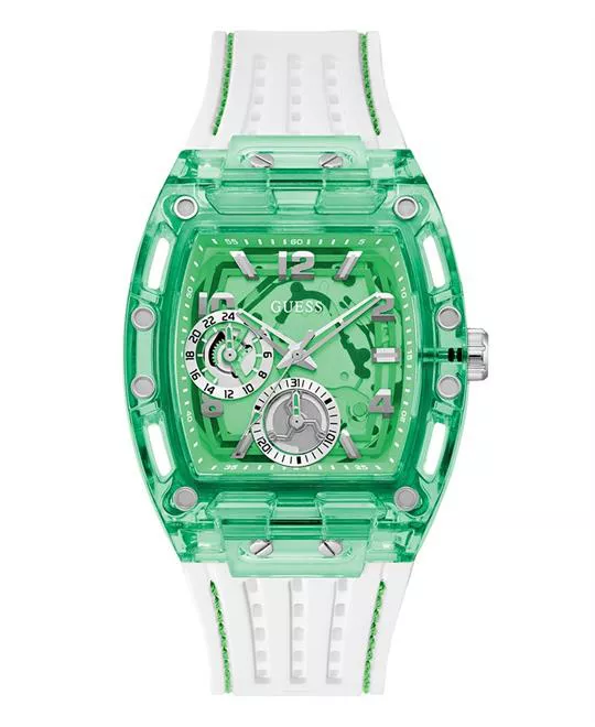 Guess Mens White Green Multi-function Watch 42mm
