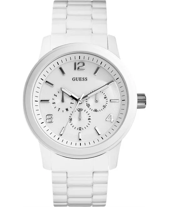GUESS Unisex Stainless White Watch 45mm 