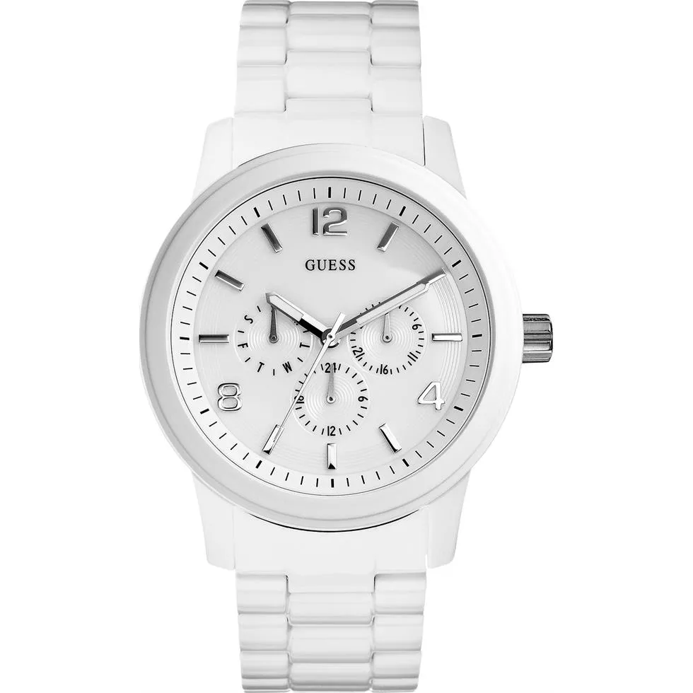 GUESS Unisex Stainless White Watch 45mm 