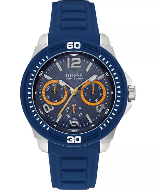 GUESS Multifunction Blue Silicone Men's Watch 46mm 