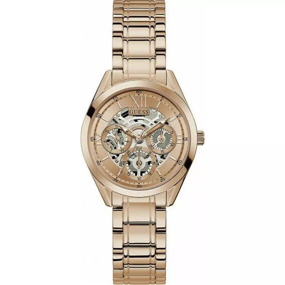 Guess Clear -Cut Rose Gold Watch 34mm