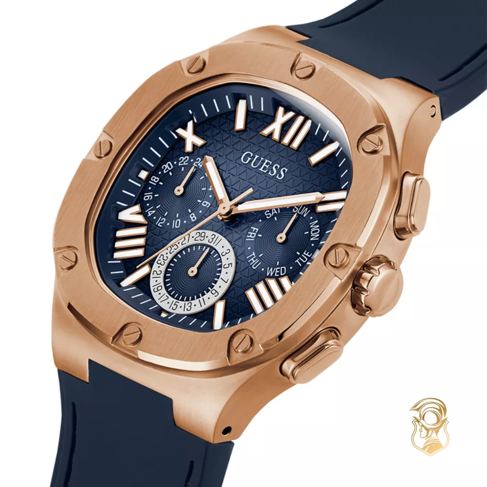 Guess Navy Rose Gold Tone Multi-function Watch 42mm