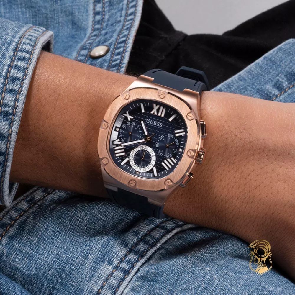Guess Navy Rose Gold Tone Multi-function Watch 42mm