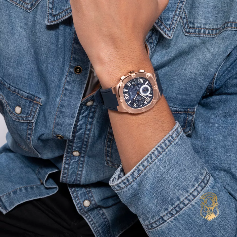 Guess Navy Rose Gold Tone Multi-function Watch 42mm