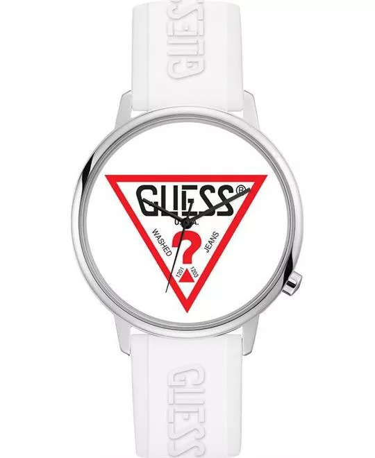 Guess Originals Silver-Tone And White Logo Watch 42mm