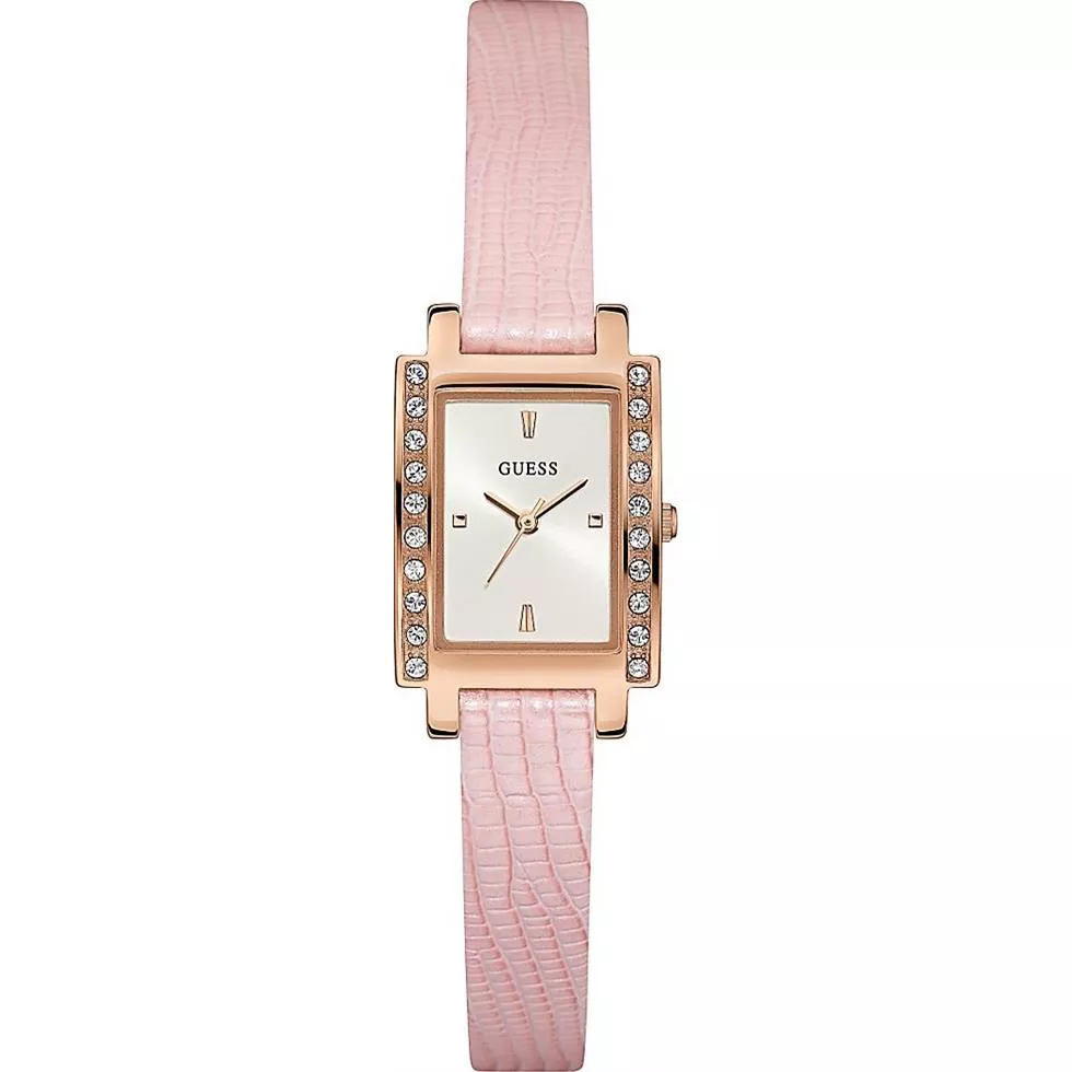 GUESS  Petite Rectangle Pink and Rose Gold Watch 20x25mm
