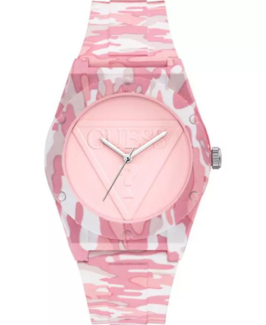 Guess Pink Camo-Print Analog Watch 42mm