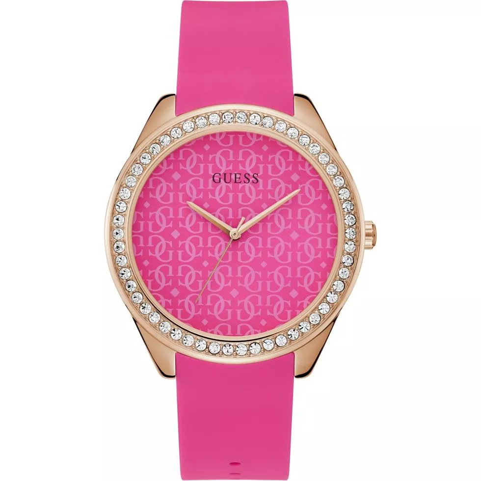 Guess Pink Silicone Analog Watch 45mm