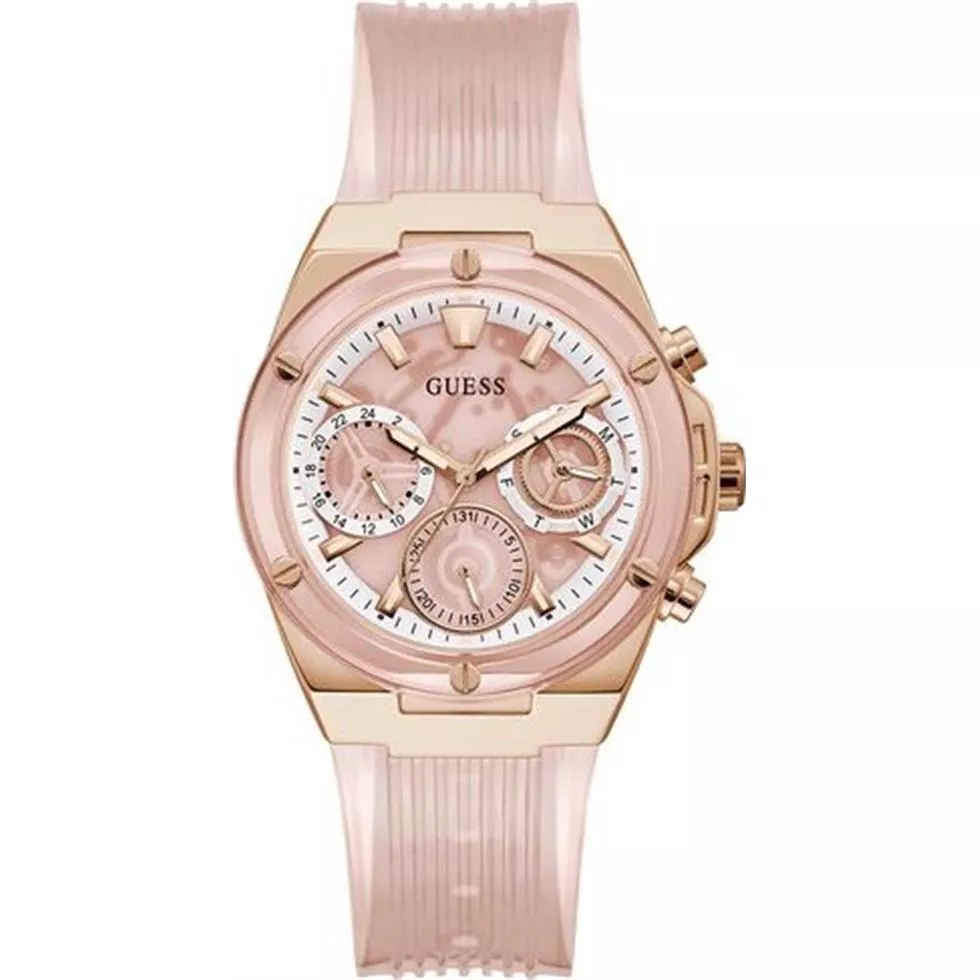 Guess Pink Transparent Multifunction Watch 39MM