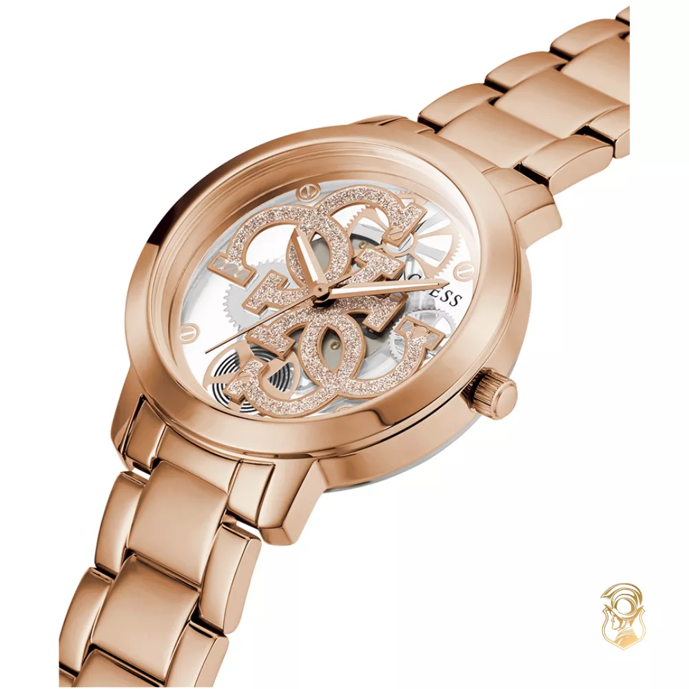 Guess Quattro G Clear Rose Gold Watch 36mm