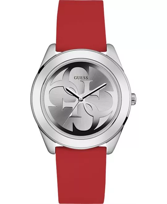 GUESS RED AND SILVER-TONE LOGO WATCH 40MM
