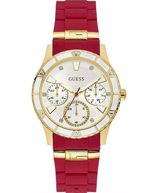 Guess Red Quartz Silicone Casual Watch 38mm