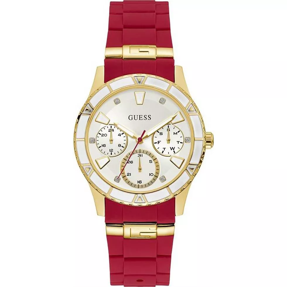 Guess Red Quartz Silicone Casual Watch 38mm