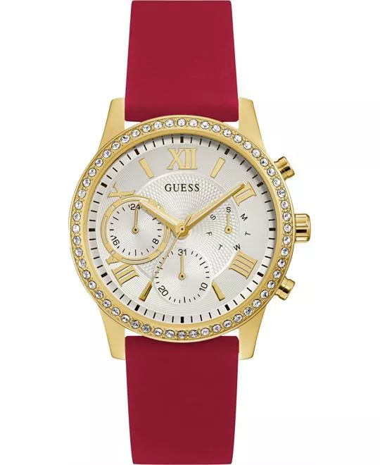 Guess Red Rhinestone Multifunction Watch 40mm