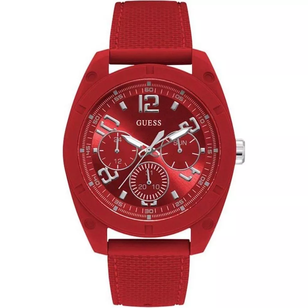Guess Red Silicone Watch 46.5mm