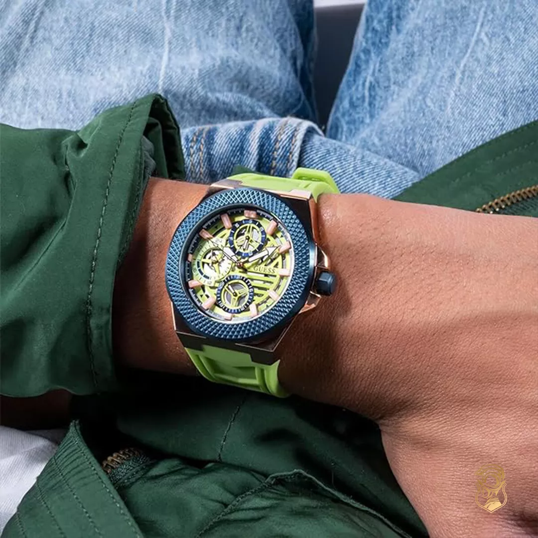 Guess Rigor Lime Green Tone Watch 44mm