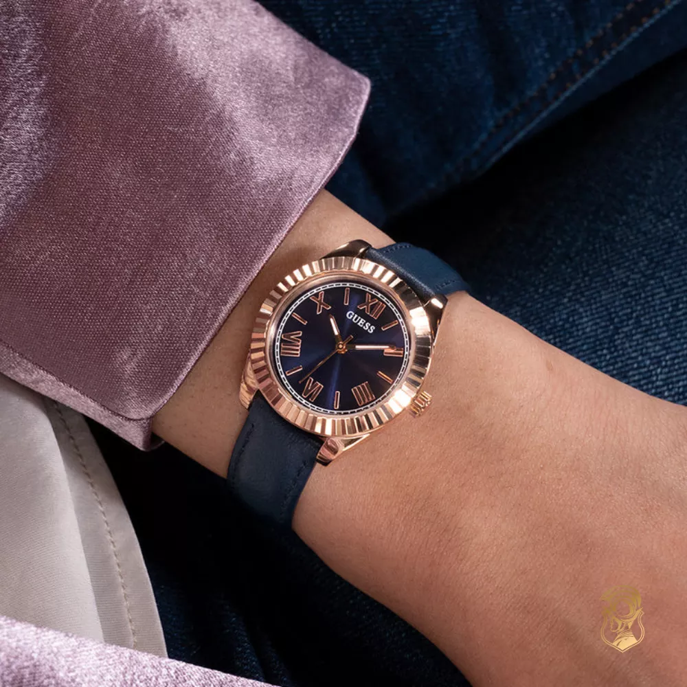 Guess Rose Gold-Tone and Blue Watch 30mm