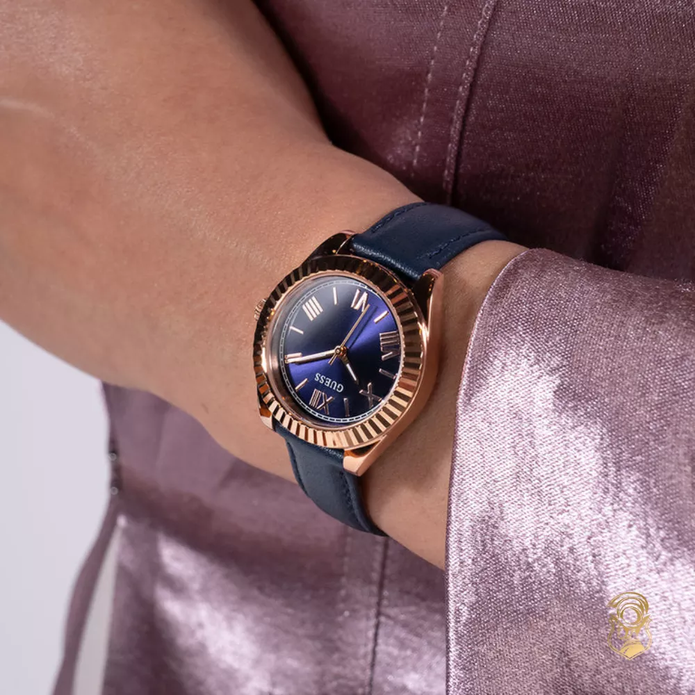 Guess Rose Gold-Tone and Blue Watch 30mm