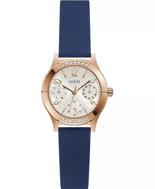 Guess Sparkling Blue Silicone Watch 29mm   