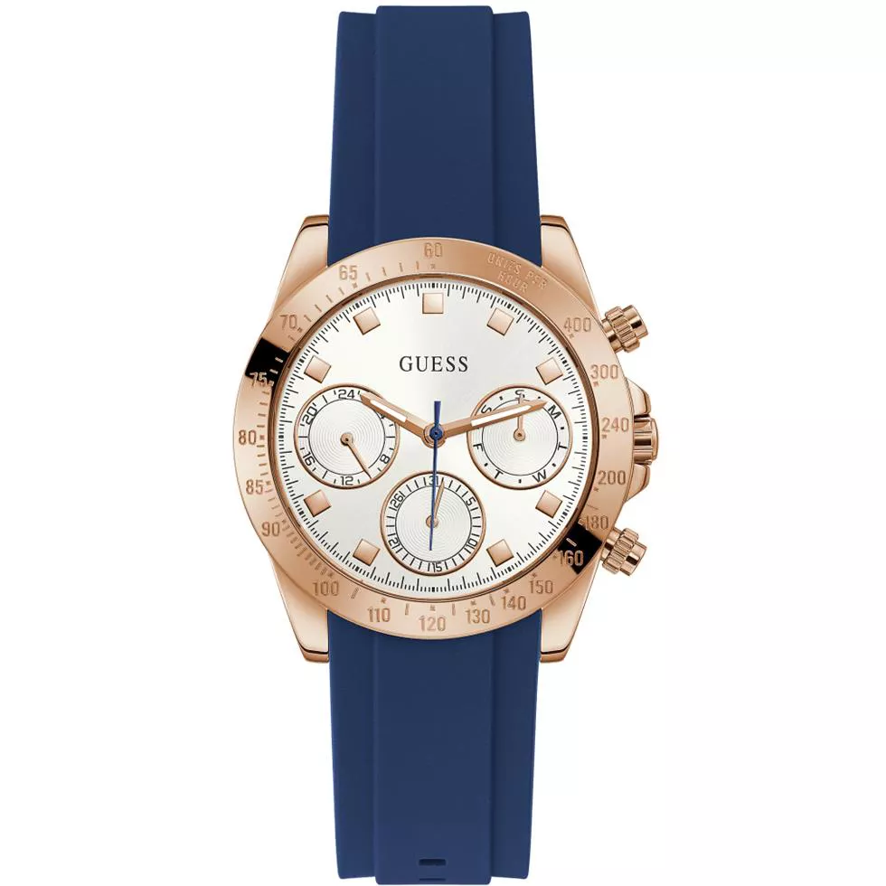Guess Sparkling Blue Silicone Watch 38mm  