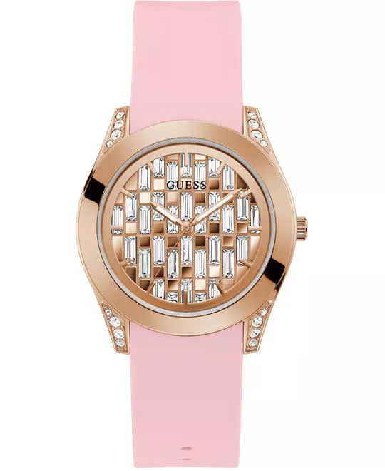 Guess Baguette Pink Silicone Watch 39mm