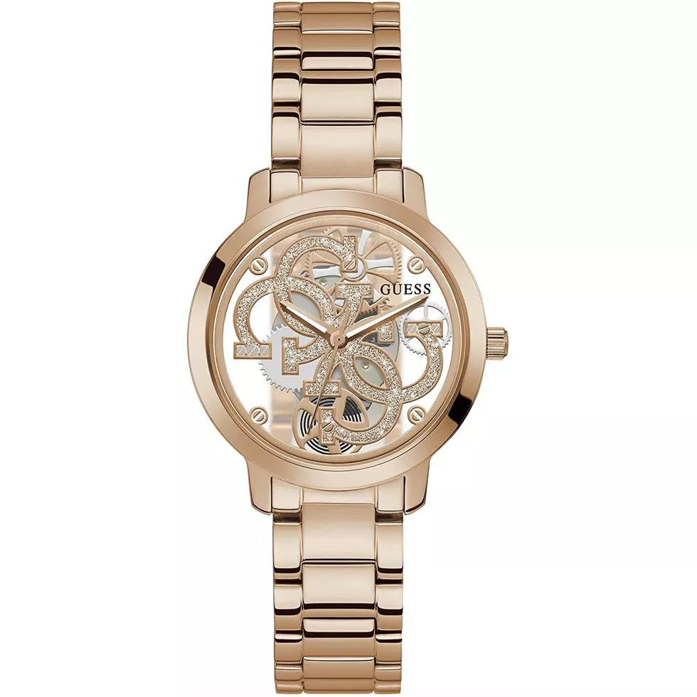 Guess Quattro G Clear Rose Gold Watch 36mm