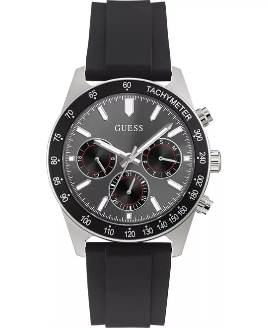 Guess Silver-Tone and Black Watch 42MM
