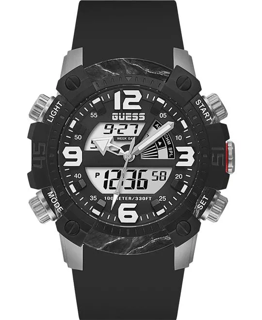 Guess Digital Black Silicone Watch 50mm