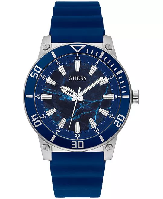 Guess Crescent Blue Silicone Watch 46mm
