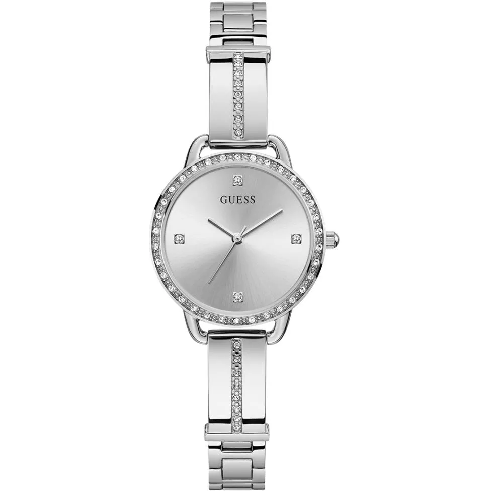 Guess Quilted Silver Tone Watch 30mm