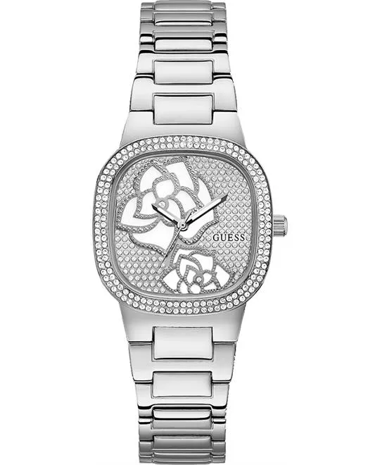 Guess Floral Silver Tone Watch 32mm