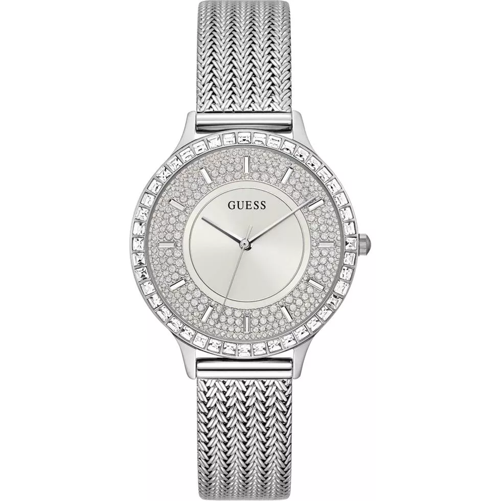 Guess Willow Silver Tone Mesh Watch 38mm