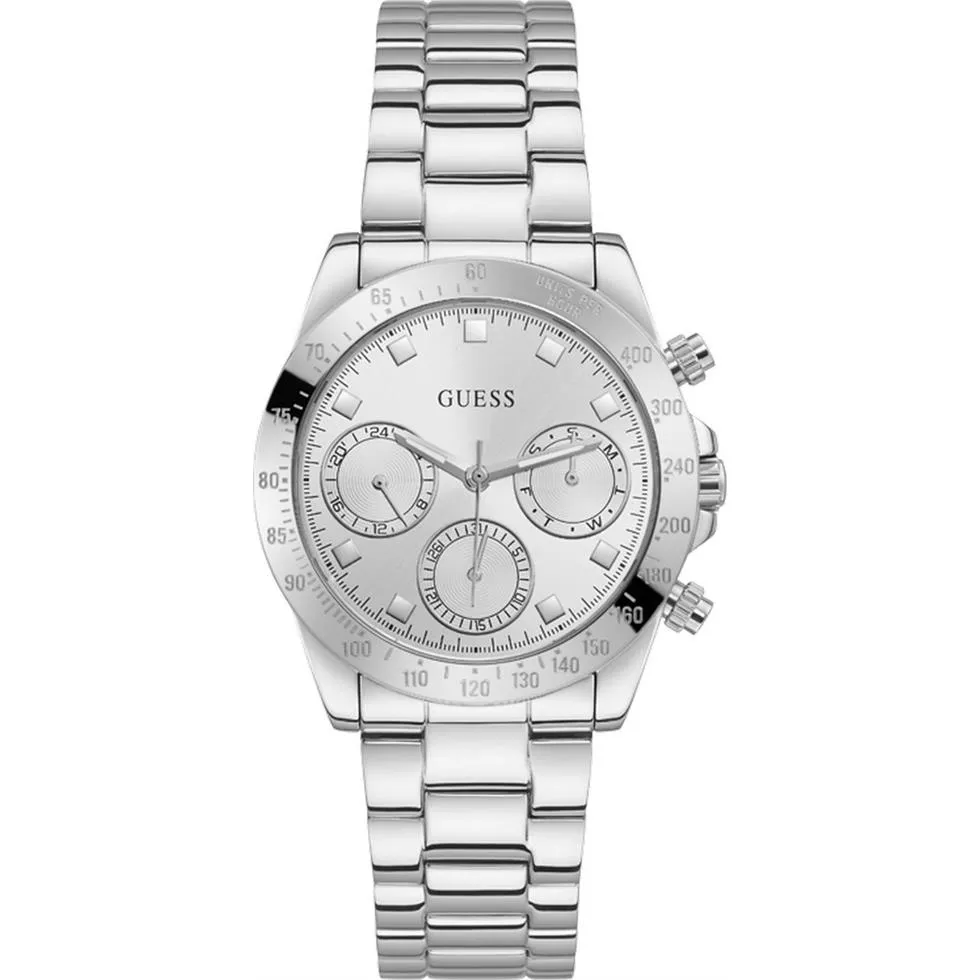 Guess Silver-Tone Multifunction Watch 38MM