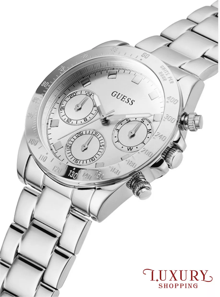 Guess Silver-Tone Multifunction Watch 38MM