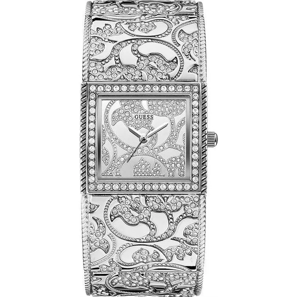 GUESS Silver-Tone Opulence Bangle Women's Watch 23mm