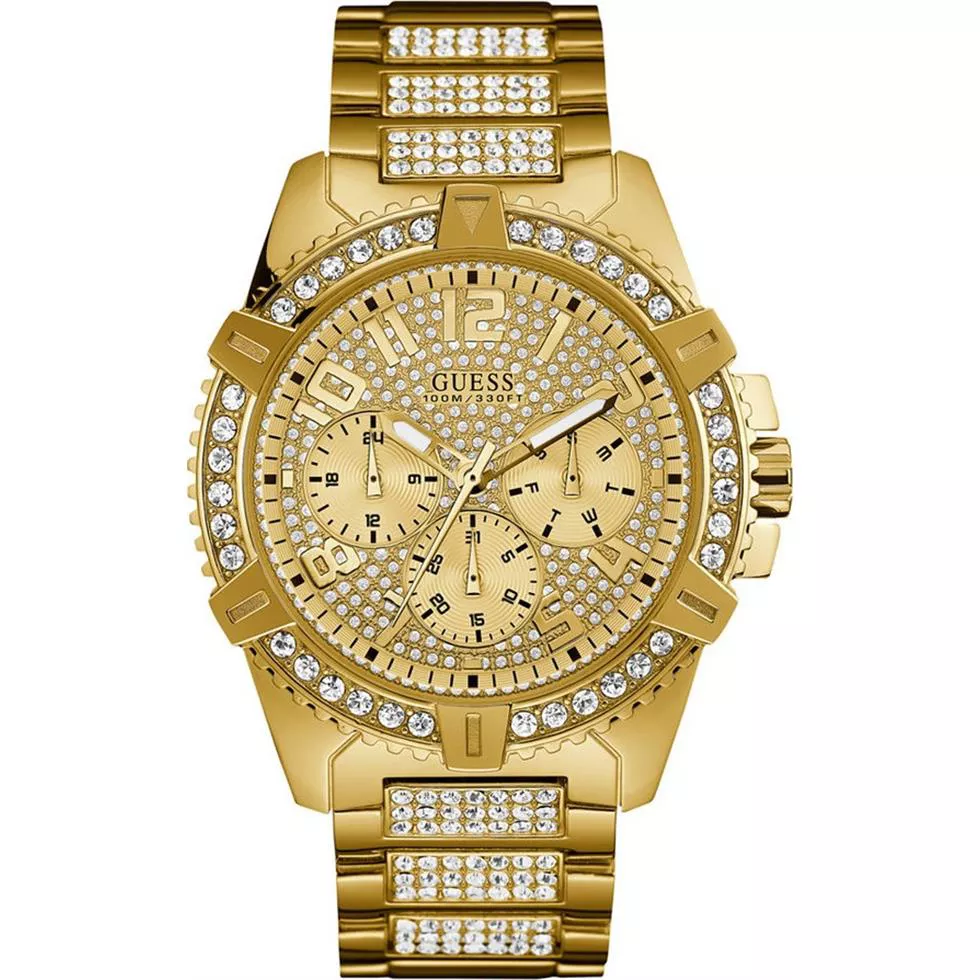GUESS Sporty Gold-Tone Stainless Steel Watch 46mm
