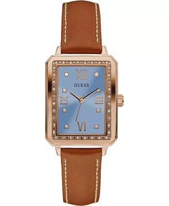 GUESS Stainless Steel and Leather Casual Quartz Watch 36mm