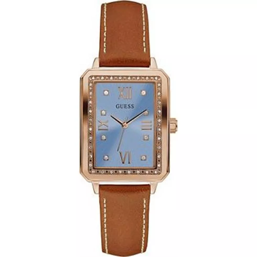 GUESS Stainless Steel and Leather Casual Quartz Watch 36mm