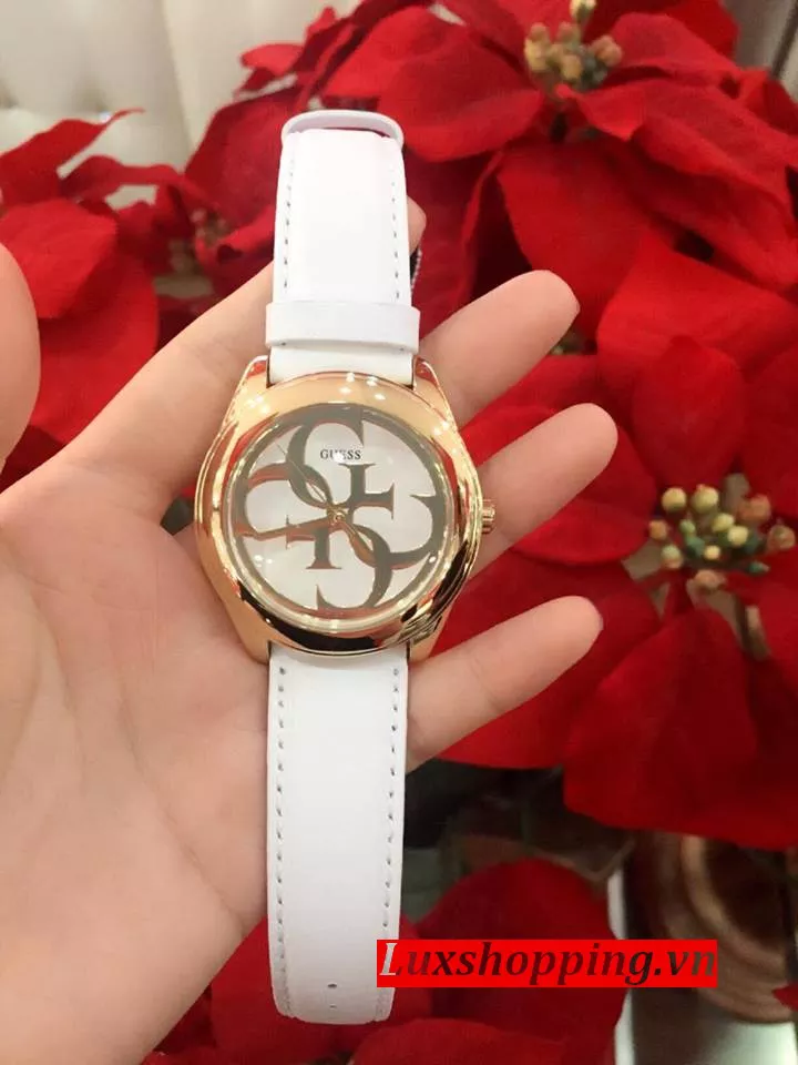 GUESS Standout Iconic White and Gold Watch 39mm