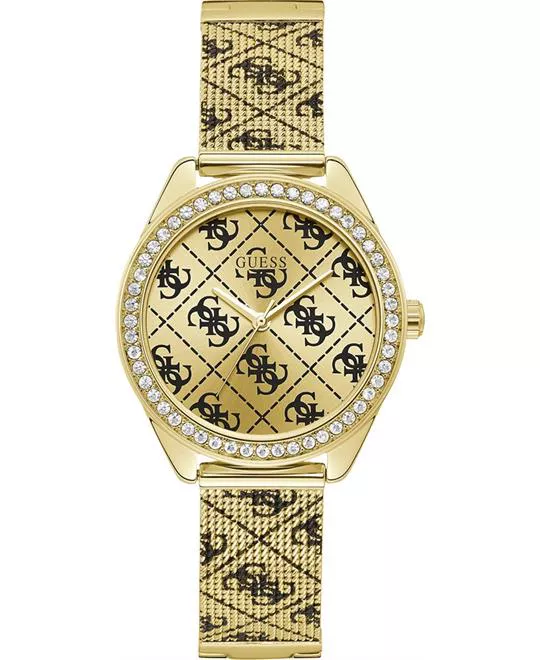 Guess Logo Tiled Gold Tone Watch 36.5mm