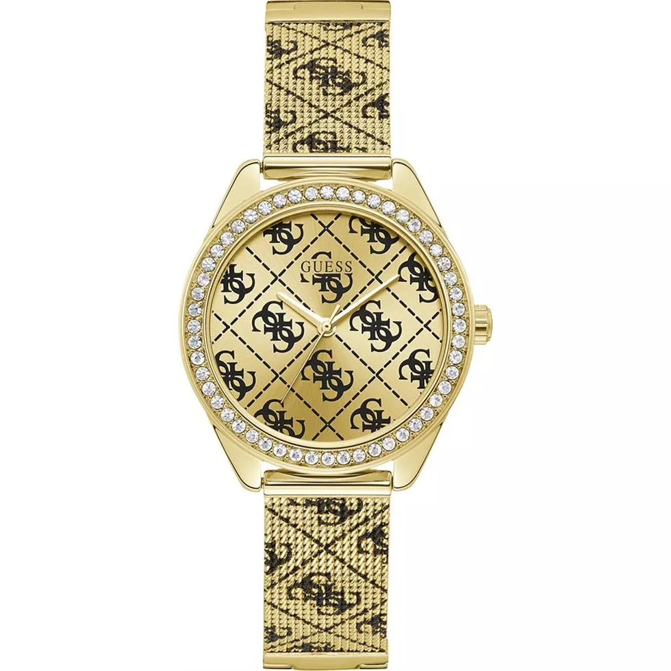 Guess Logo Tiled Gold Tone Watch 36.5mm