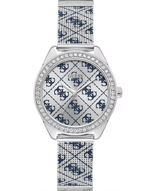 Guess Logo Tiled Silver Watch 36.5mm