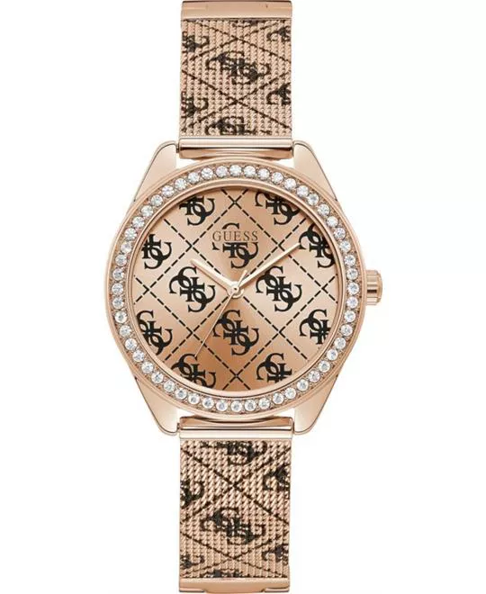 Guess Logo Tiled Rose Gold Tone Watch 36.5mm