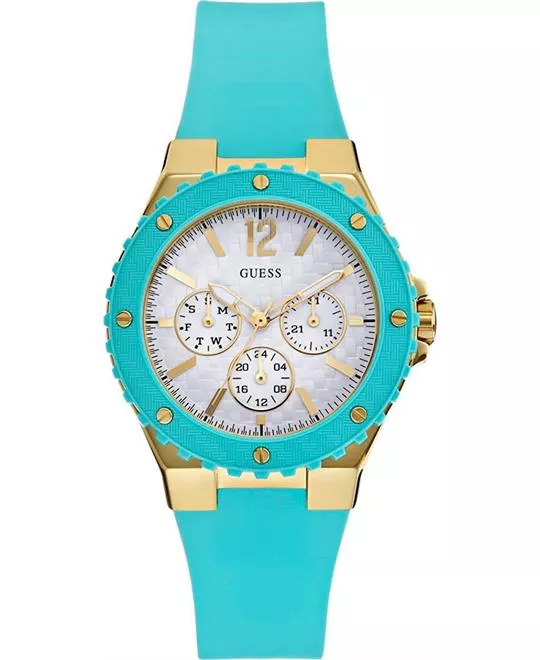 Guess Turquoise and Gold-Tone Feminine 40mm