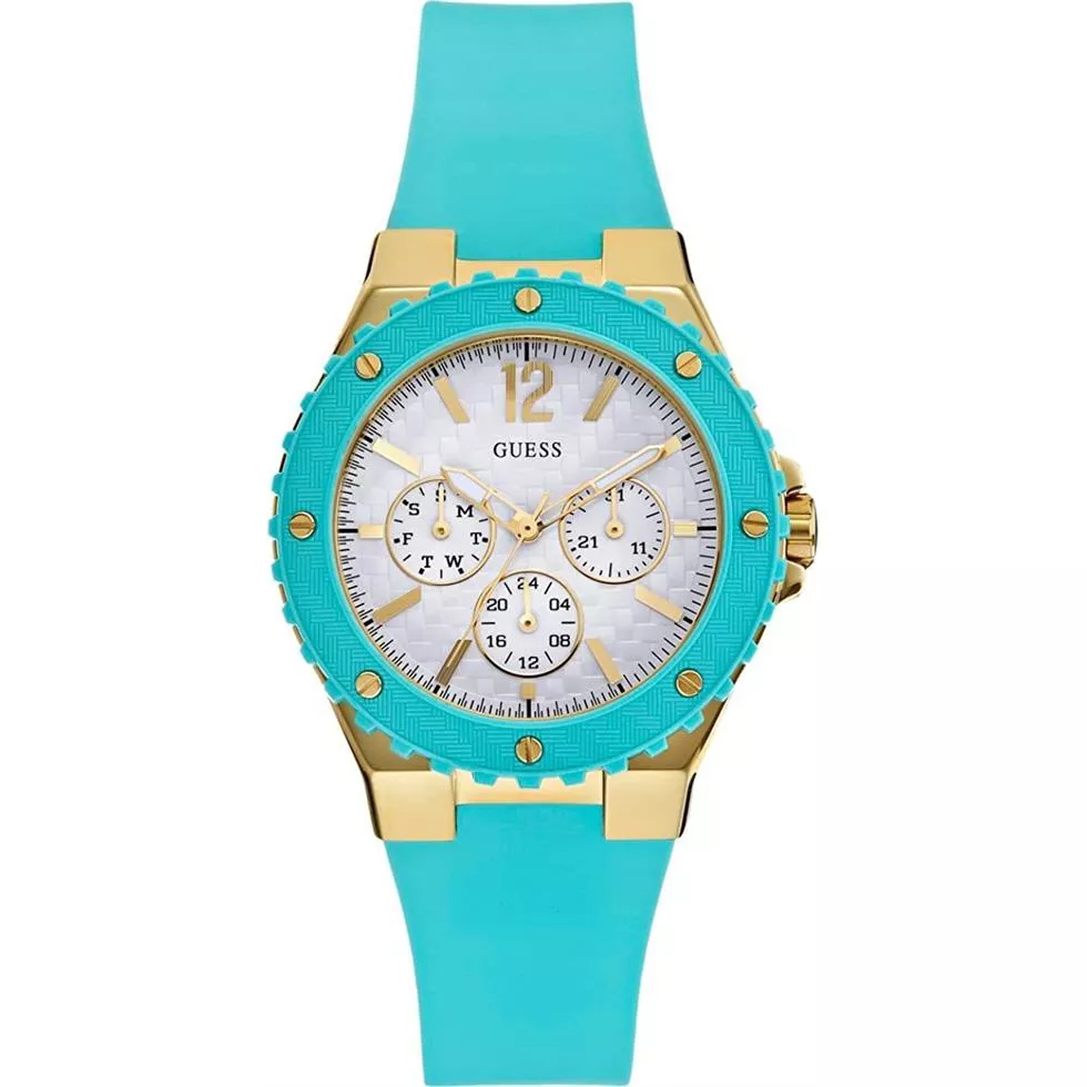 Guess Turquoise and Gold-Tone Feminine 40mm