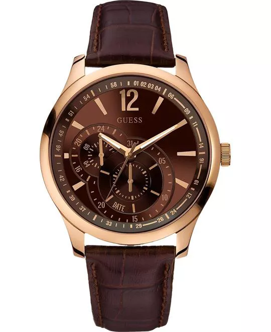 GUESS  Classic Brown Leather Men's Watch 45mm 