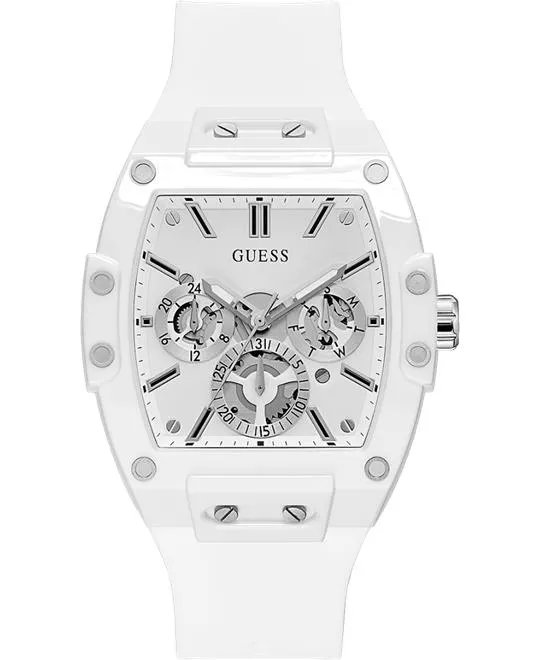 Guess White Case White Silicone Watch 43mm