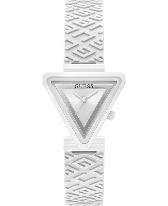 Guess White Fame Logo Silicone Watch 34MM
