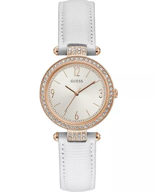 Guess White Leather Ladies Watch 32mm