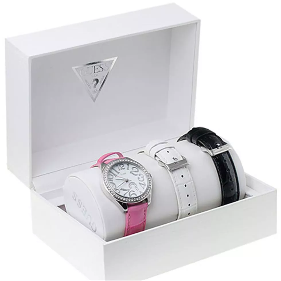 Guess Women's Casual Pink Leather Watch 37mm